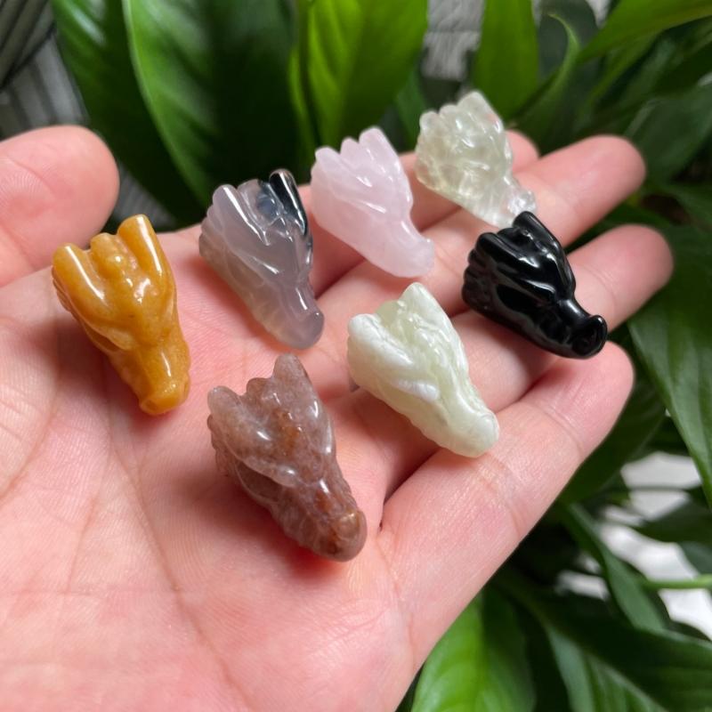 1 Inch Engraved Crystal Jade Dragon Head