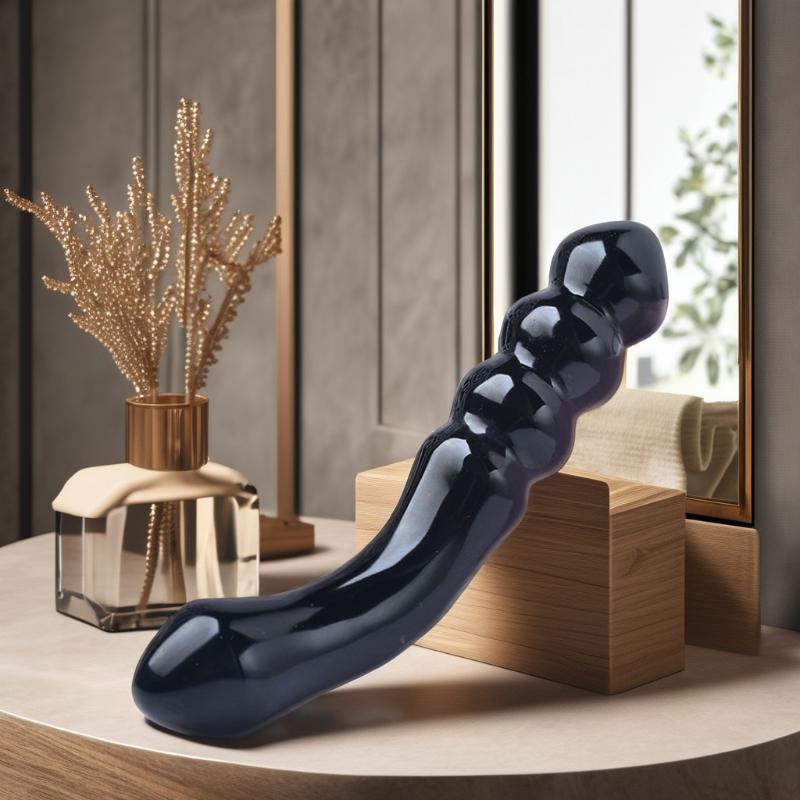  18cm Black Obsidian Quartz Crystal Massage Yoni Stick
