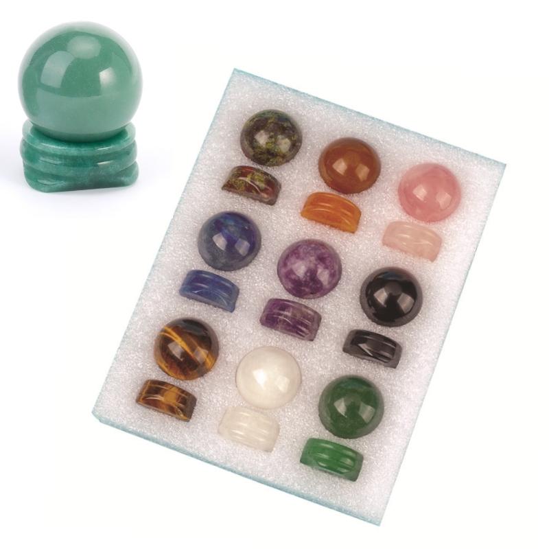 30mm Natural Jade Sphere Balls with Base