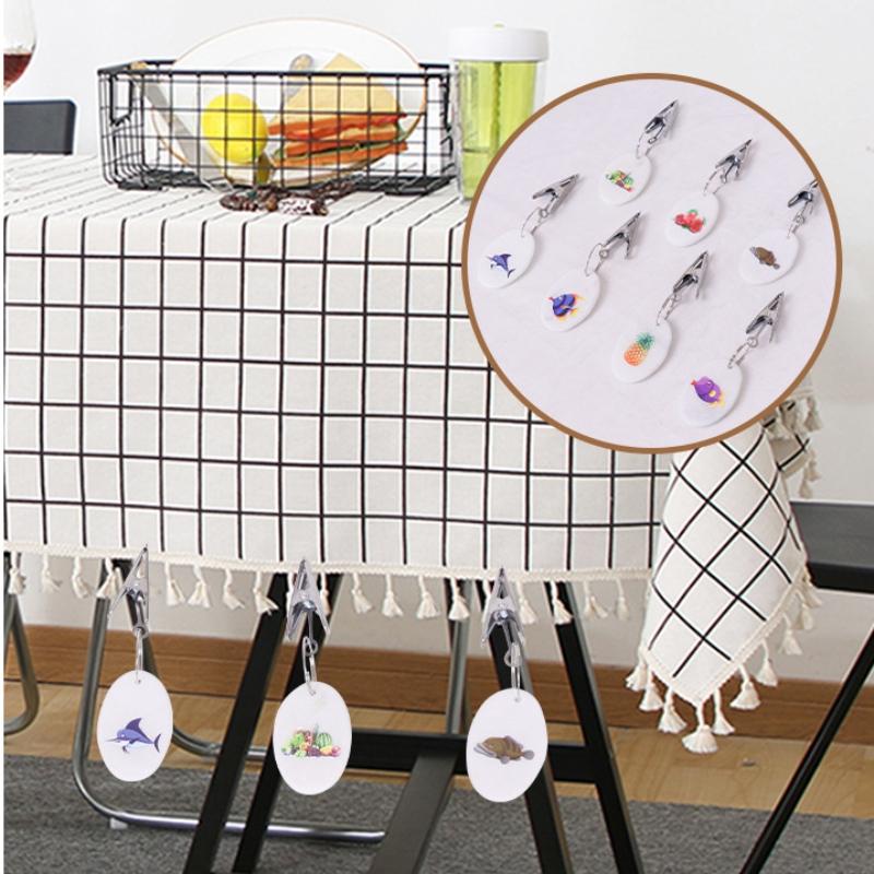 4pcs White Oval Marble Stone Tablecloth Hangers