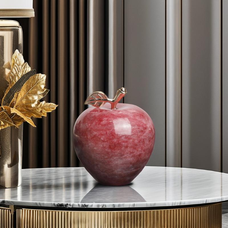 5CM Gold Metal Natural Marble Fruit Ornament