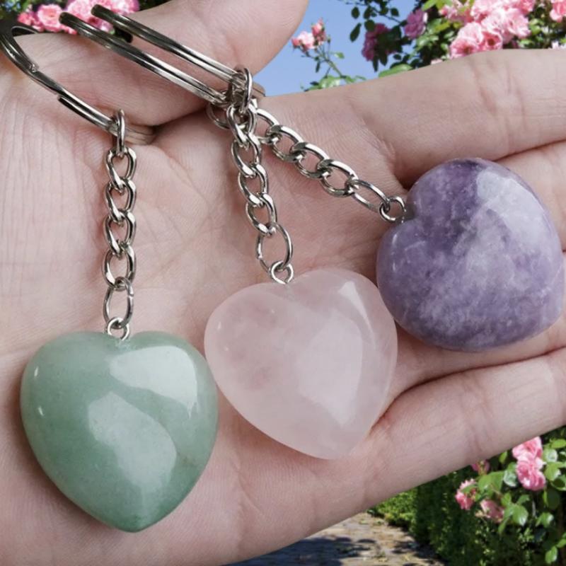 Agate Quartz Heart Car Keychain