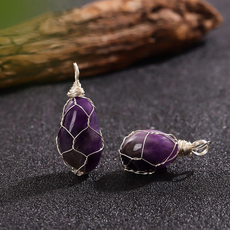 Amethyst Crystal Wire Wrapped Pendant 