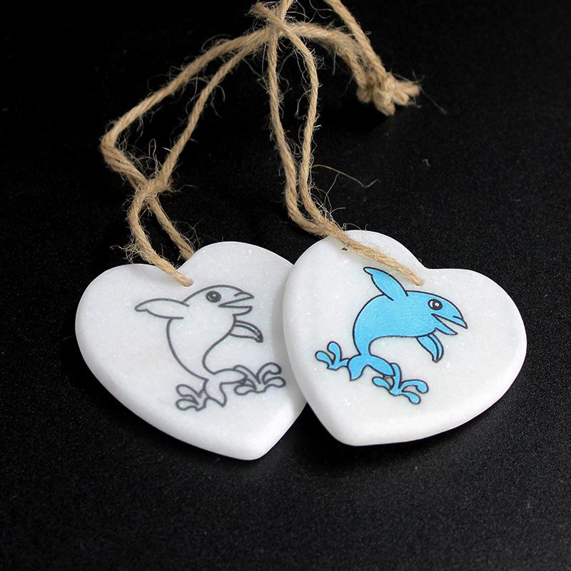 Carved Heart Marble Rope Hanging Tag