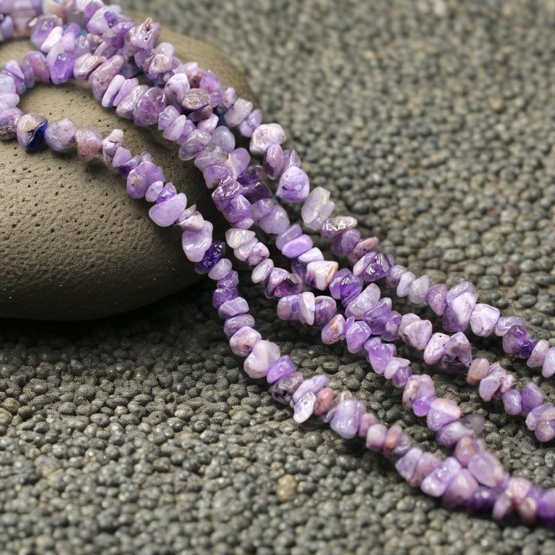 Carved Purple Amethyst Crystal Beads
