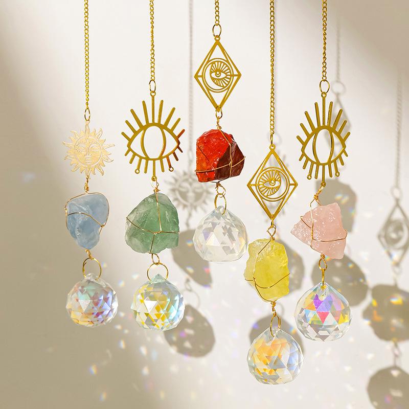 Carved Raw Crystal Sun Catcher