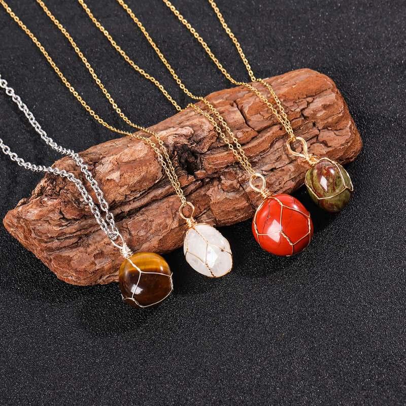 Colorful Crystal Wire Wrapped Pendant - 副本