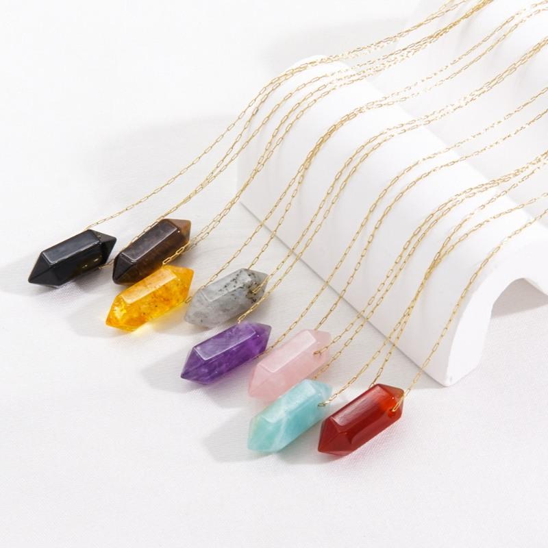 Crystal Double Pointed Hexagonal Necklace - 副本