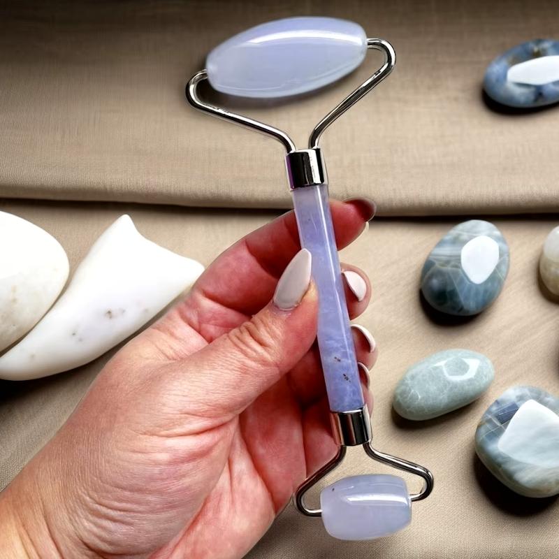 High Quality Blue Chalcedony Jade Roller 