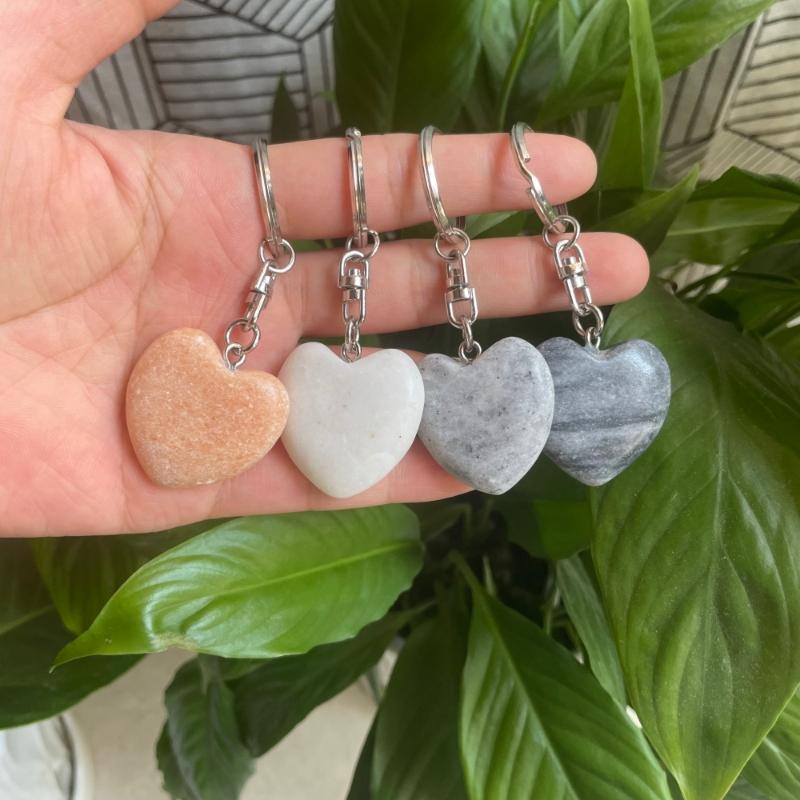 Marble Stone Heart Keychain