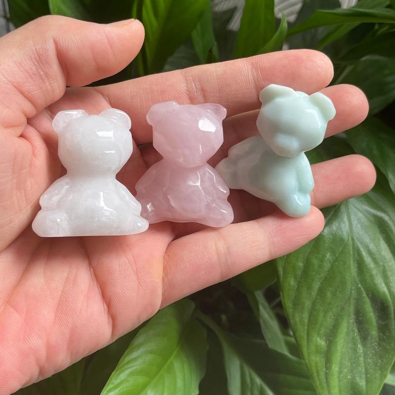 Natural Crystal Mini Gloomy Faced Bear Carving polished Craft