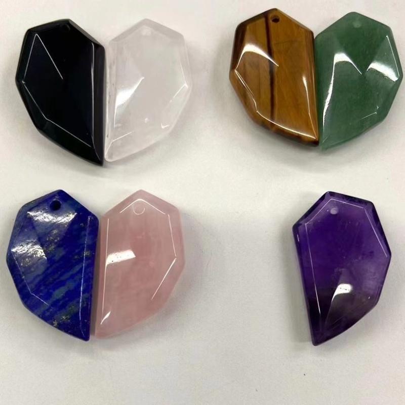 Irregular Rectangular Electroplating Wrapped Selenite Necklace Pendant - 副本