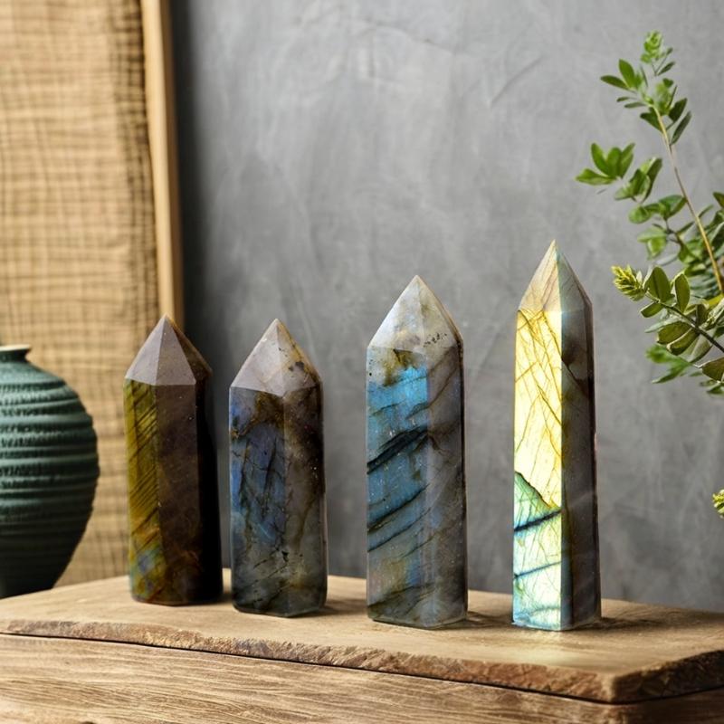 Natural Labradorite Obelisk Crystal Tower 
