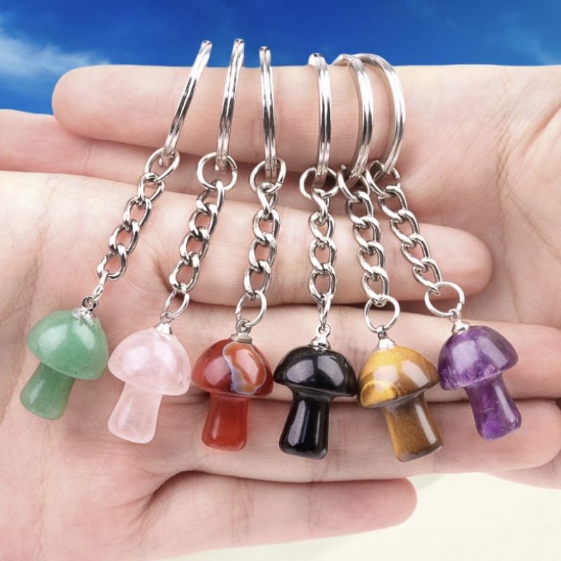 Natural Mushroom Crystal Charm Key chain