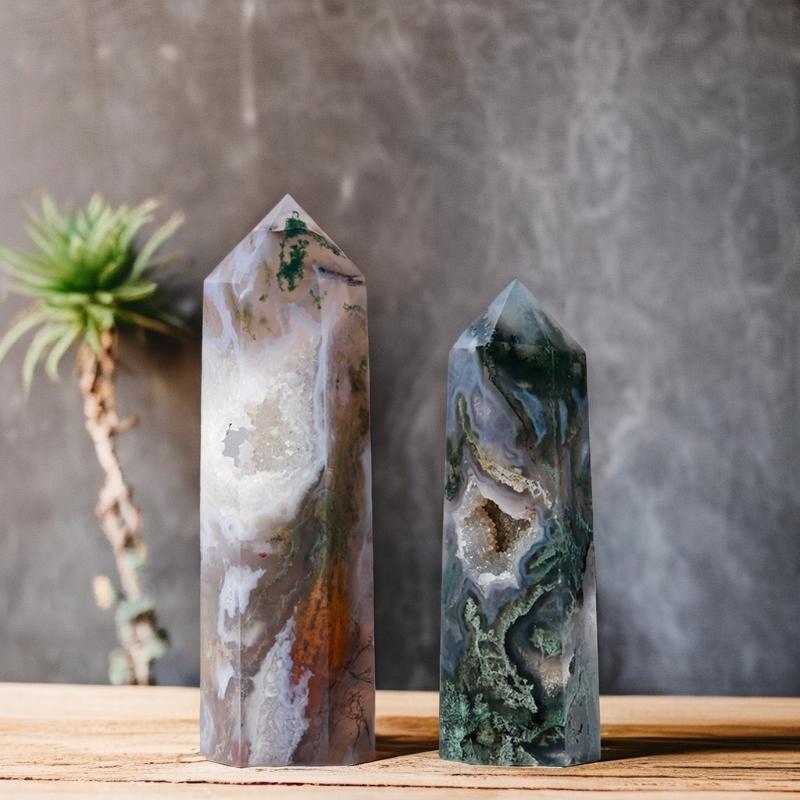 Natural Polished Aquatic Agate Carved Tower - 副本
