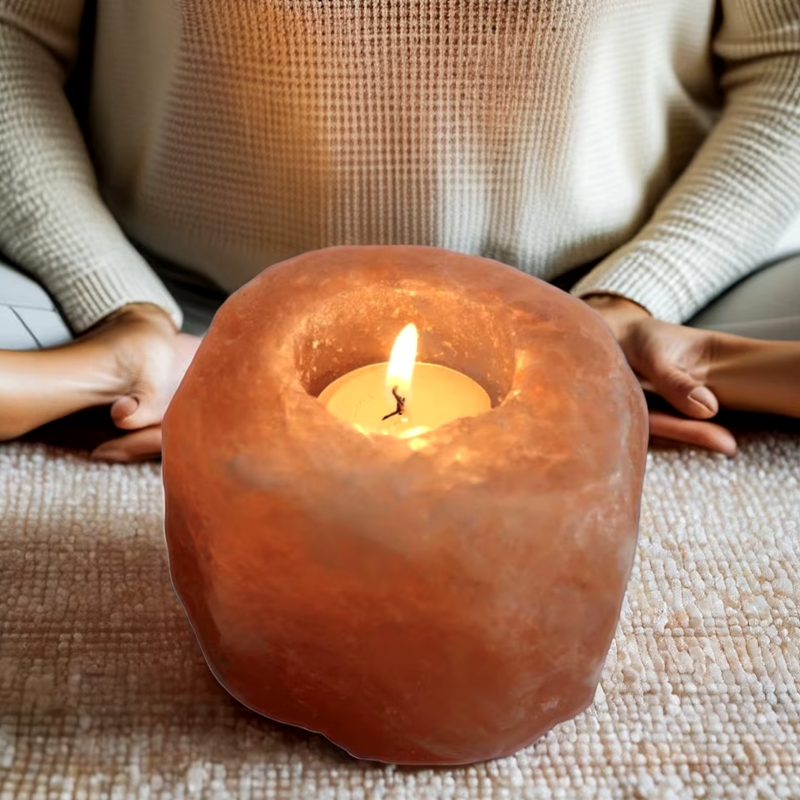 Natural Rough Surface Himalayan Salt Lamp Candle Home Decoration for Christmas