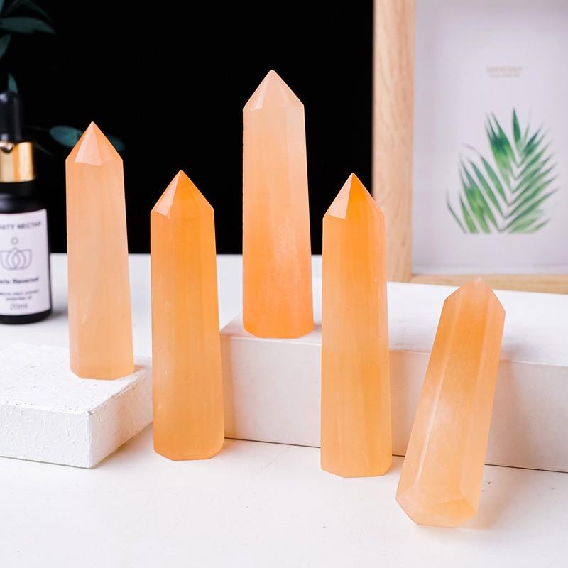 Orange Selenite single Pointed Pillar