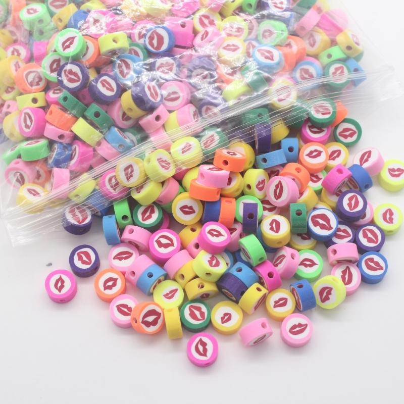 Round Lip Shape Soft Polymer Clay Beads 