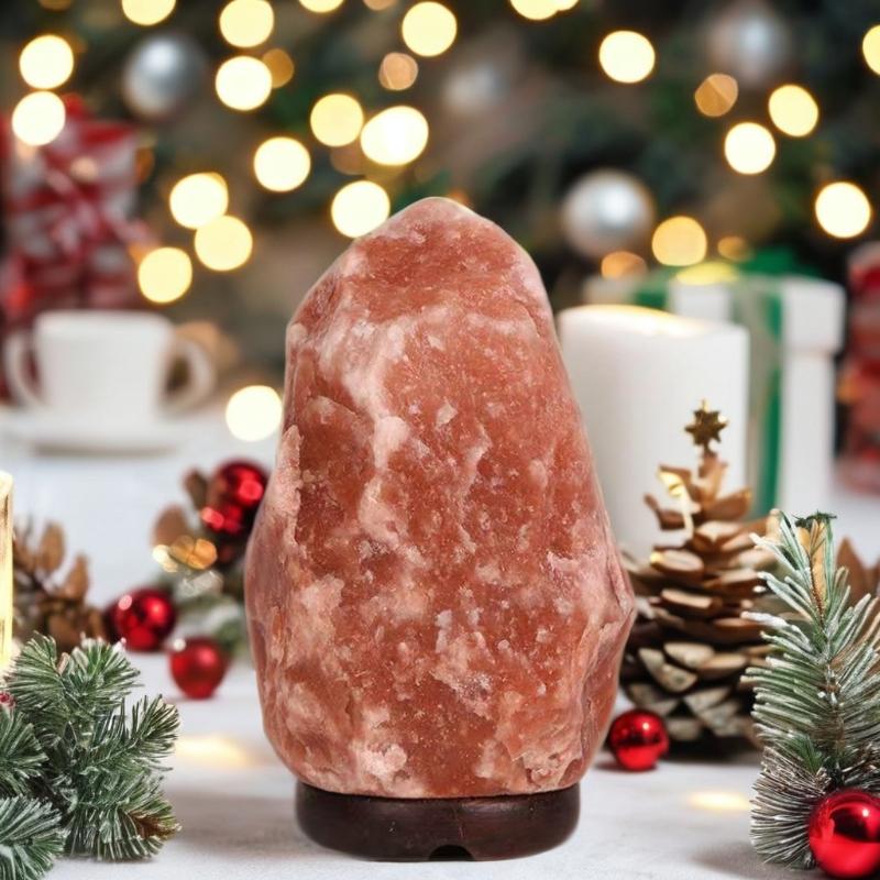 USB Dimmer Switch Himalayan Salt Lamp with Handcrafted Wooden Base For Home Decoration